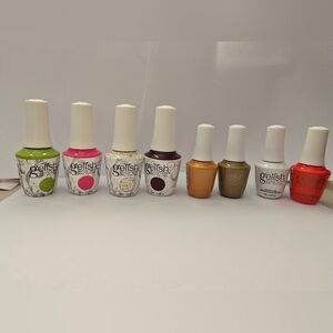 Gelish Nail Polish Lot in Lime, Pink, White, Plum, Gold, Olive & Coral